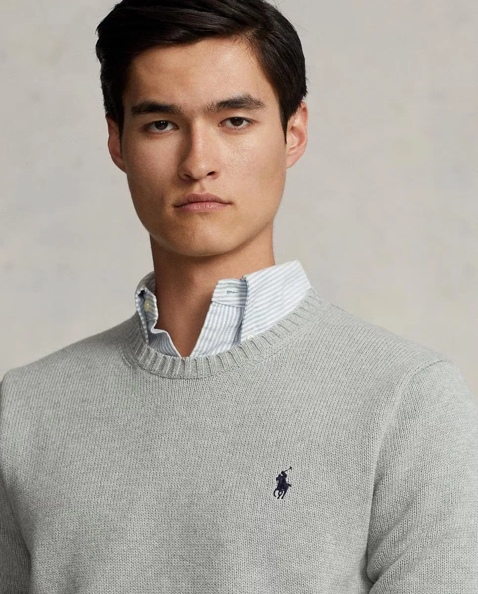 Мужский джемпер из хлопка, Polo Ralph Lauren, светло-серый — фото 3