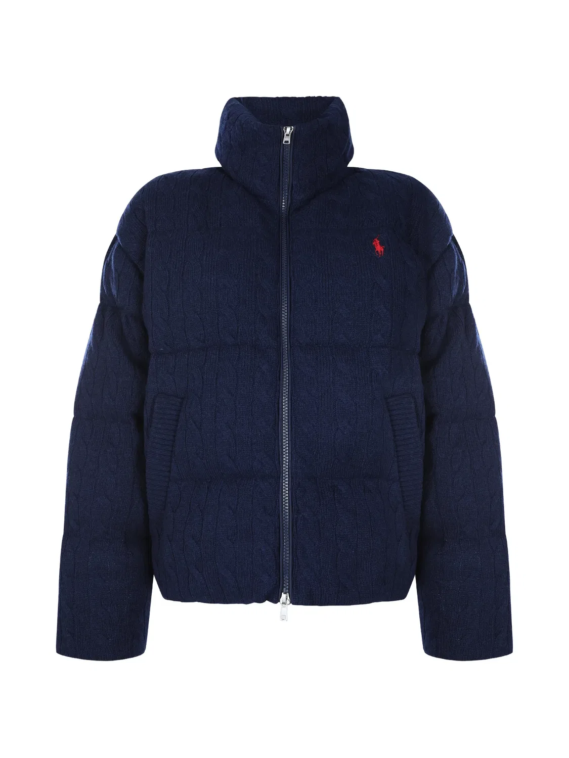 Пальто стеганое фактурной вязки Polo Ralph Lauren, синий