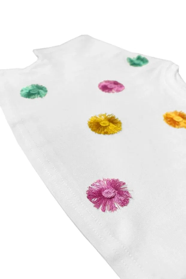 Детское хлопковое платье-футболка с кисточками Miela Kids, White — фото 2
