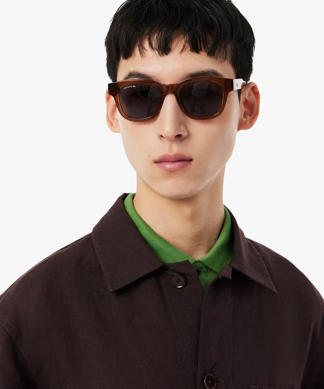 Мужская рубашка-оверсайз из льна с длинным рукавомLACOSTE, Brown — фото 3