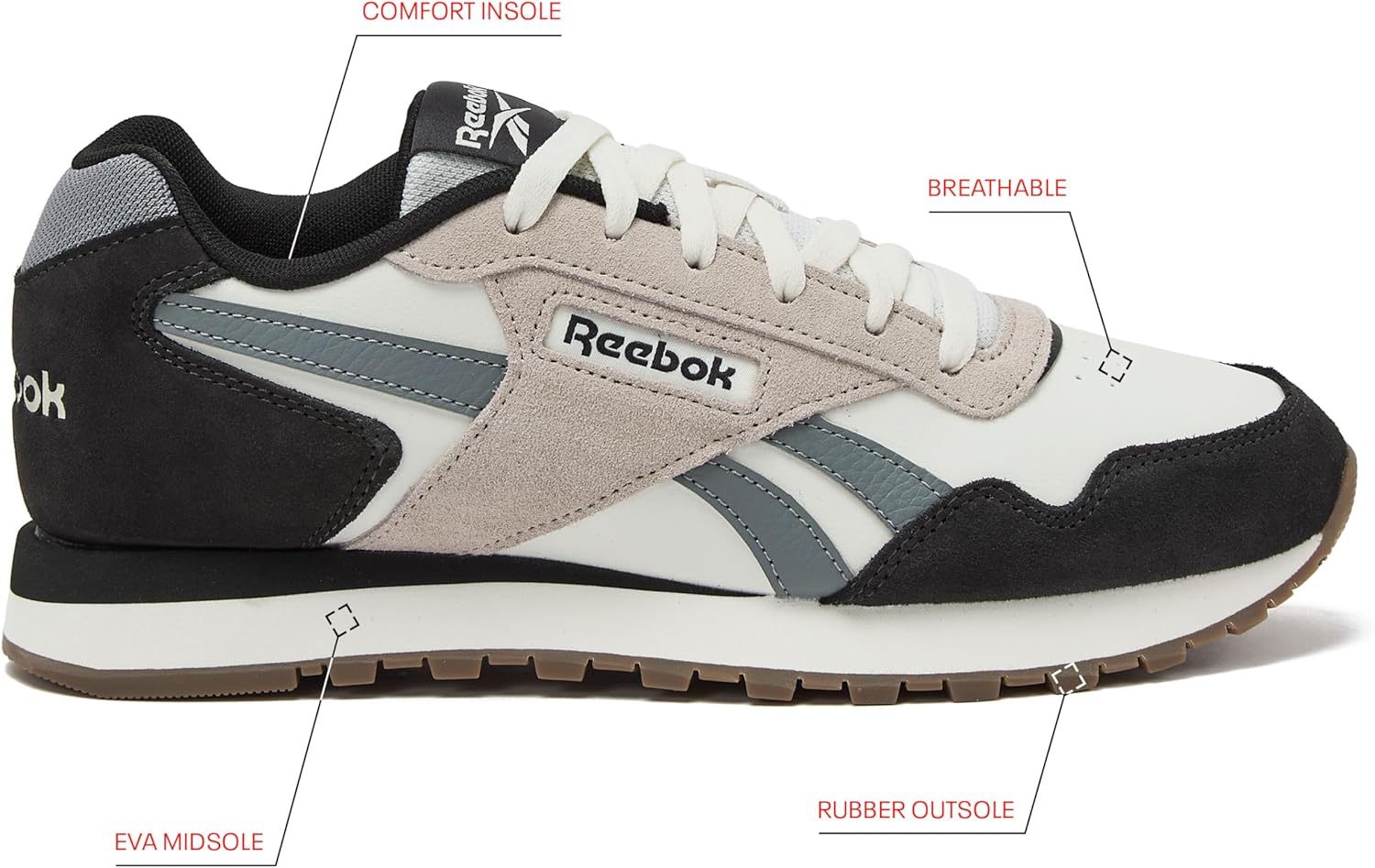Мужские кроссовки Reebok Glide, белый/черный — фото 2