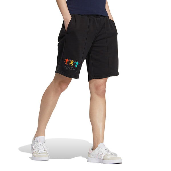 Шорты embroidered letter drawstring Adidas, черный — фото 3