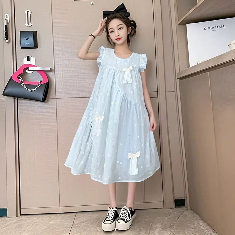 Детское платье для девочек с длинным рукавом, Kids Dresses Crew Neck Thin Long, YALU — фото 4