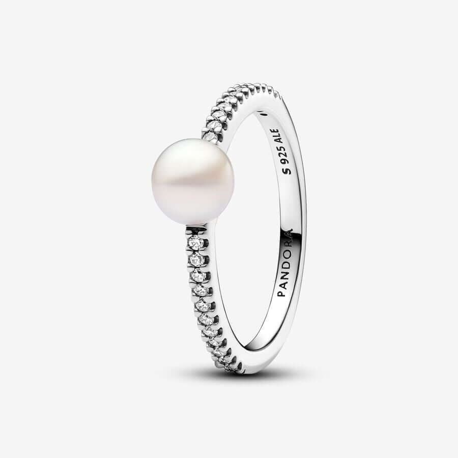 

Кольцо Pandora Timeless Treated Freshwater Cultured Pearl & Pave, серебро