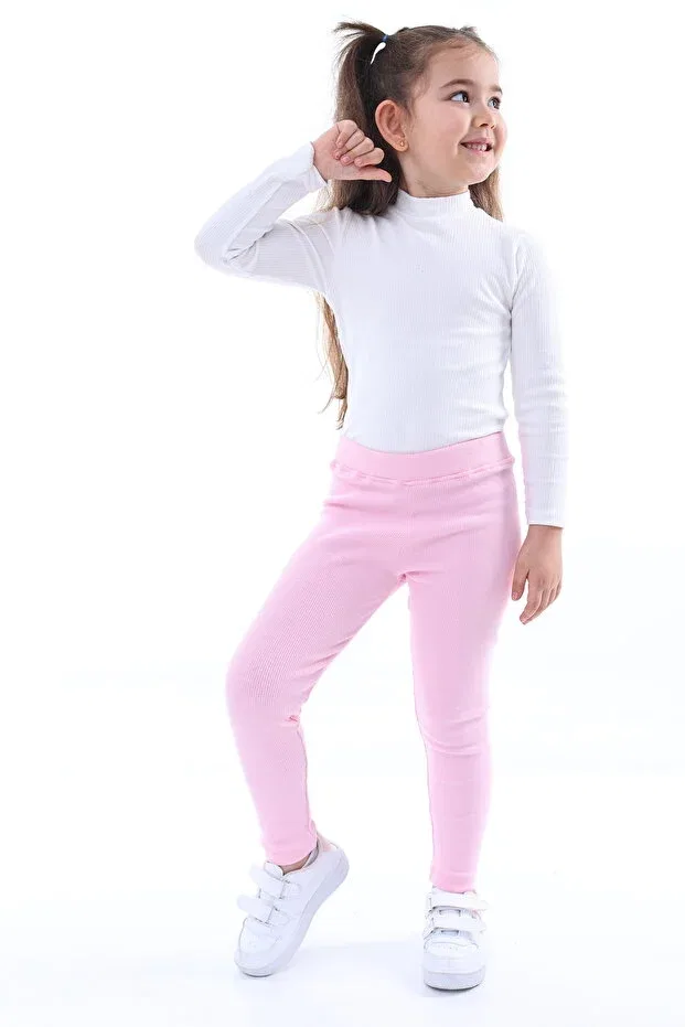 Детские леггинсы для девочек хлопковые Basics Kyex, Powder Pink — фото 2