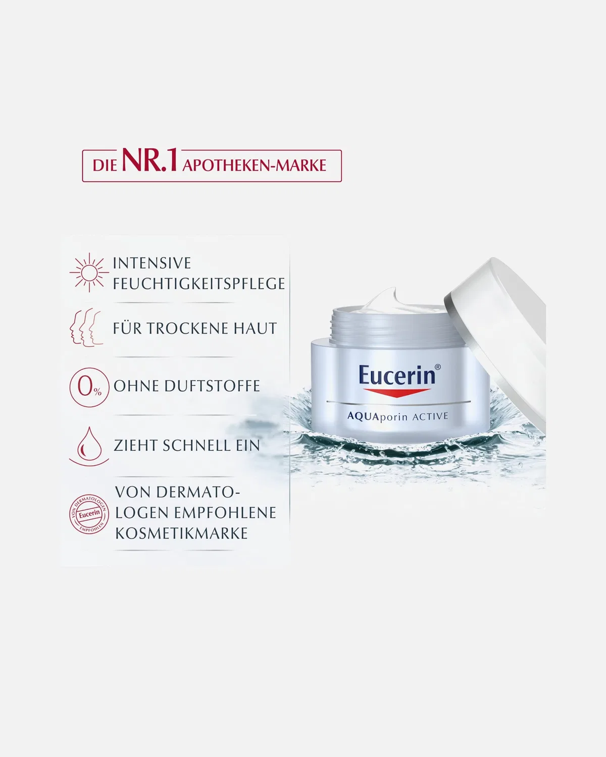 Крем для лица Aquaporin Active, увлажняющий уход для сухой кожи Eucerin, 50 Ml — фото 3