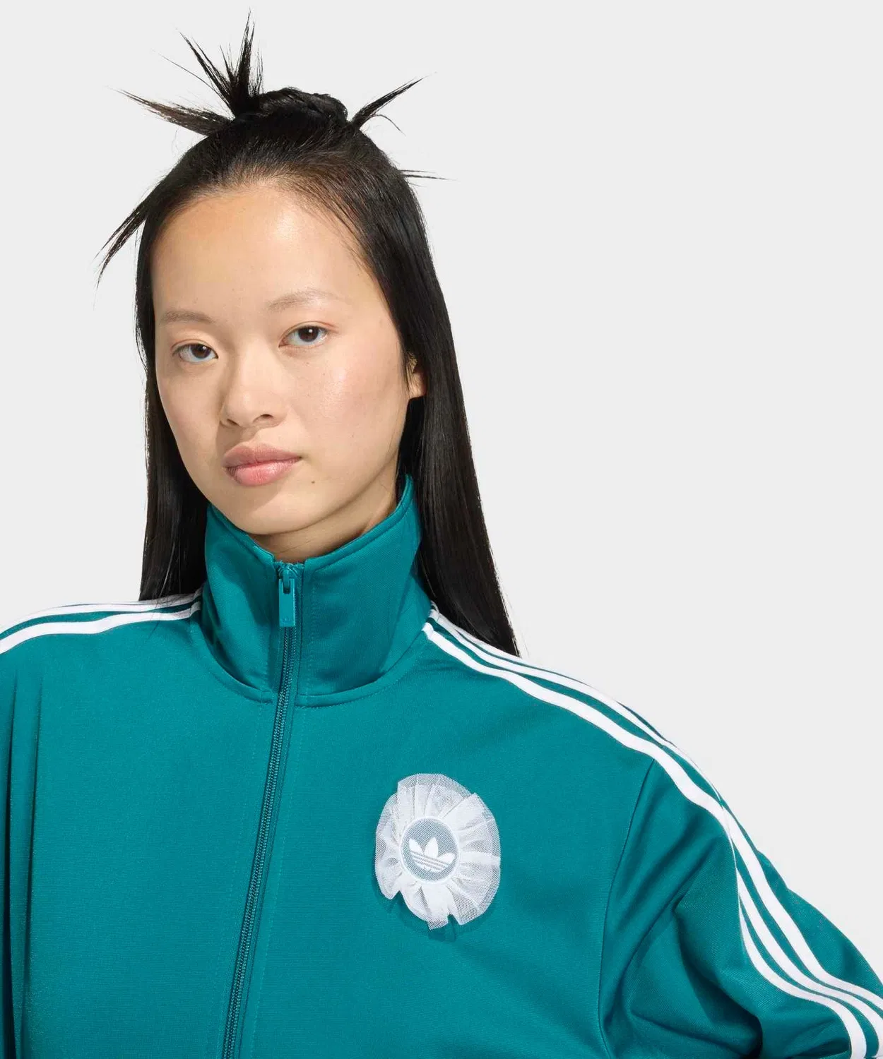Женский лонгслив с принтом и воротником-хомутом Adidas Originals, Синий — фото 3