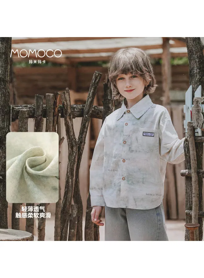 Рубашка-куртка детская с принтом Momoco, зеленый