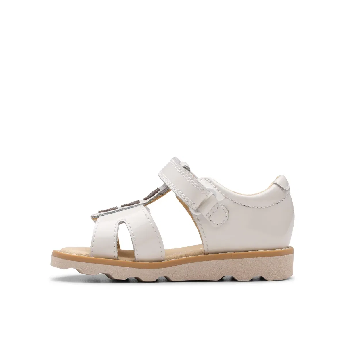 Детские сандалии с белым лакированным верхом Crown Skip T. Clarks, White — фото 2