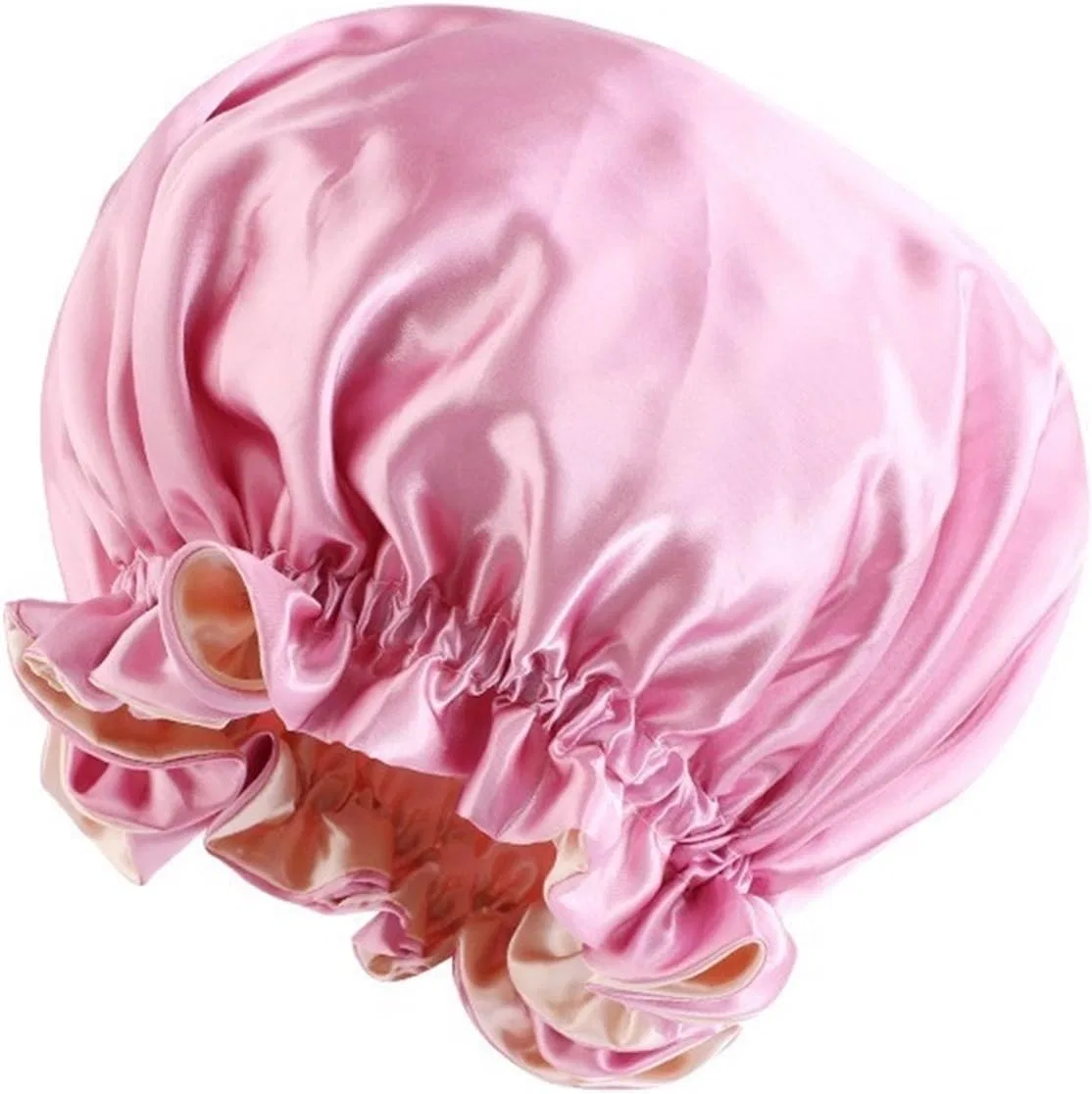 Шапочка для сна из сатина, DYYEUAVT, двухслойная, регулируемая, Розовый