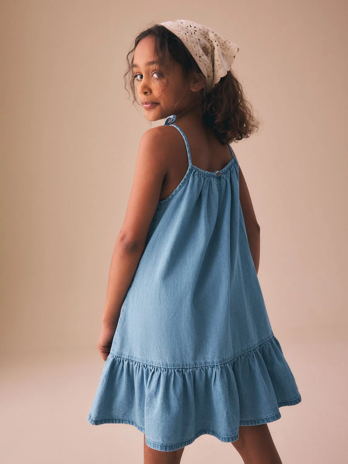 Платье с ангельскими рукавами Blue Denim Angel Sleeve Dress Next, голубой деним — фото 4