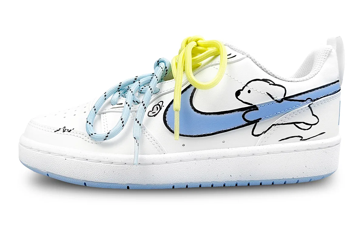 Детские кроссовки для скейтбординга с принтом, бело-синие, Nike, White Blue