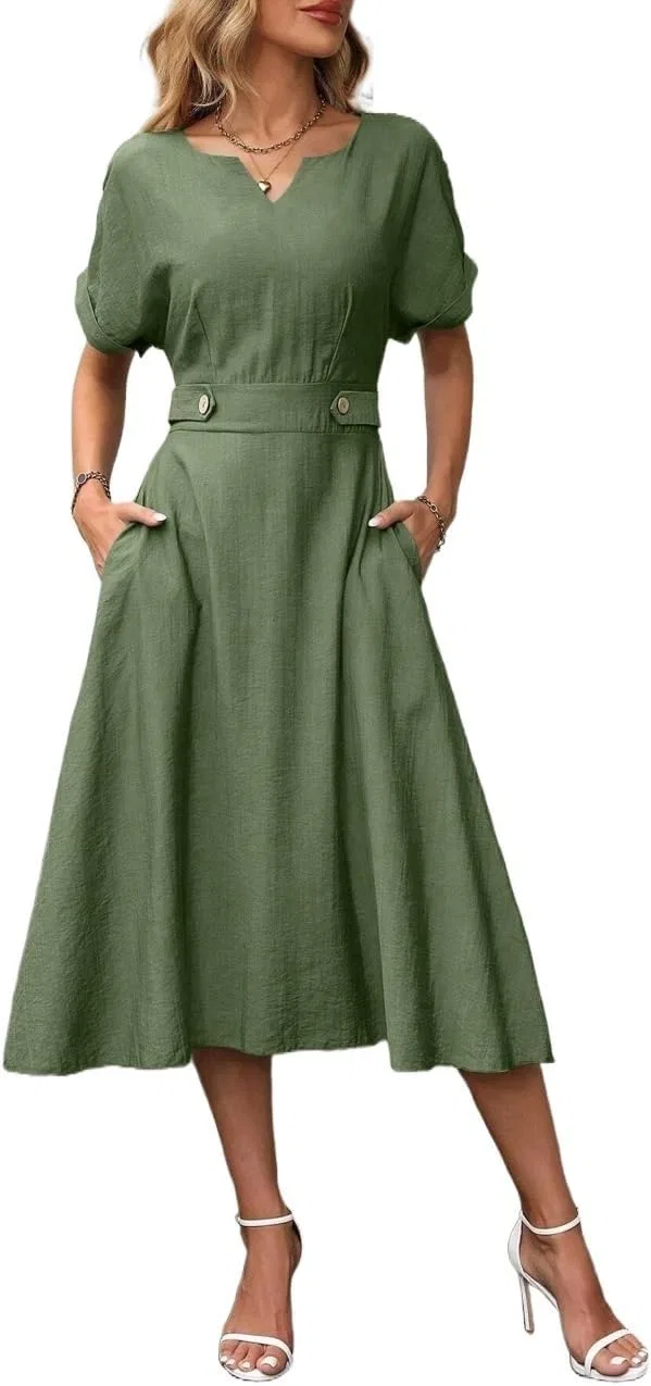 Женское повседневное платье миди A-силуэта, Army Green