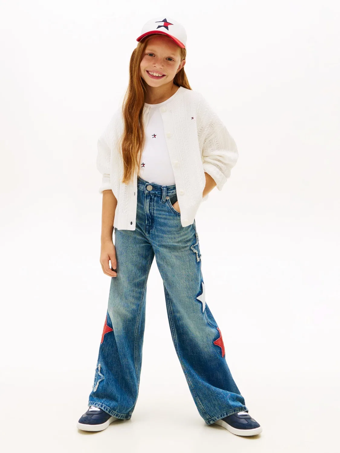 Кардиган из хлопка с ажурным узором и косами Tommy Hilfiger, белый — фото 2