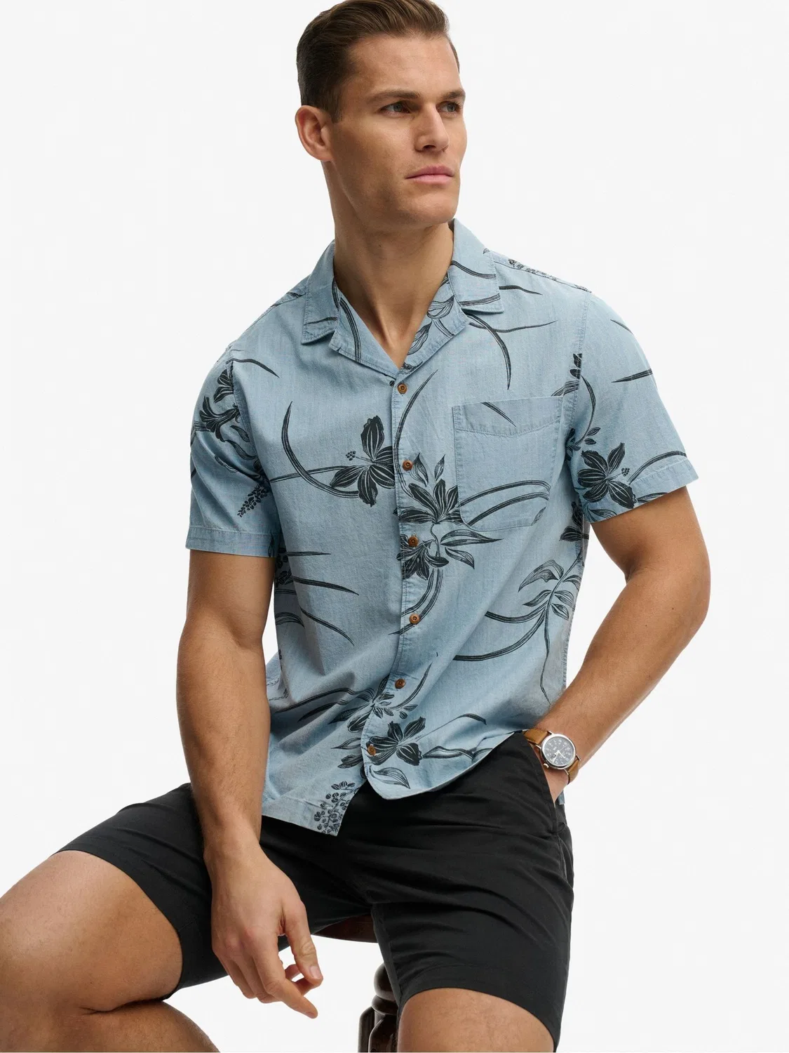 Рубашка с коротким рукавом Vintage Loom Cabana Superdry, голубая