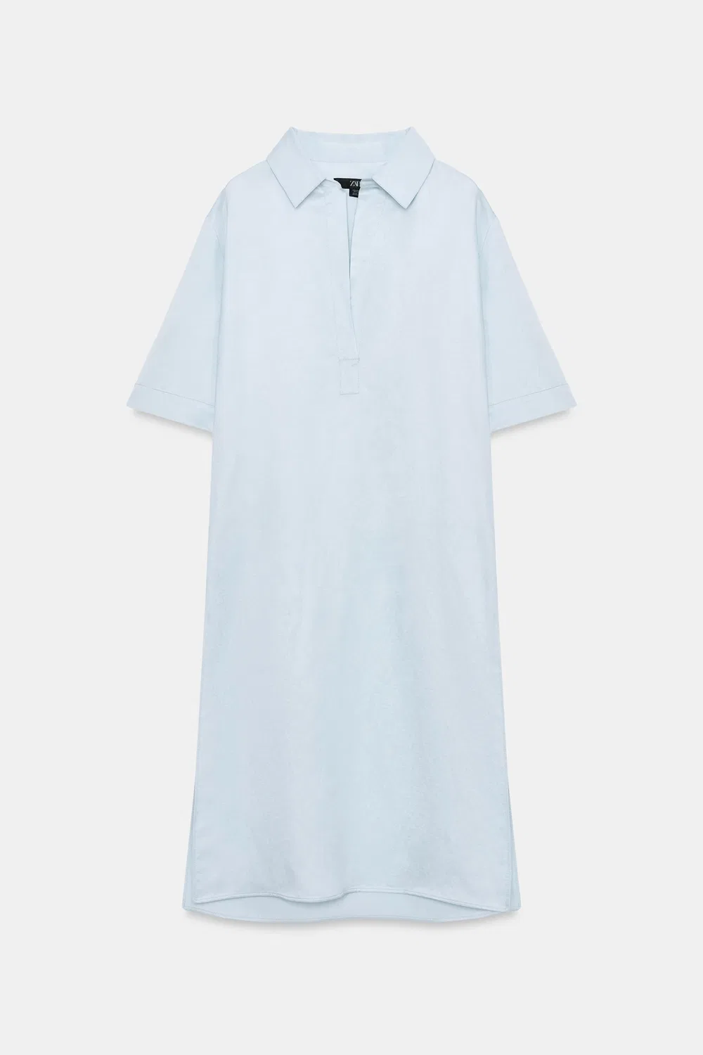 Туника из льняной смеси от ZW COLLECTION ZARA, Light blue — фото 4