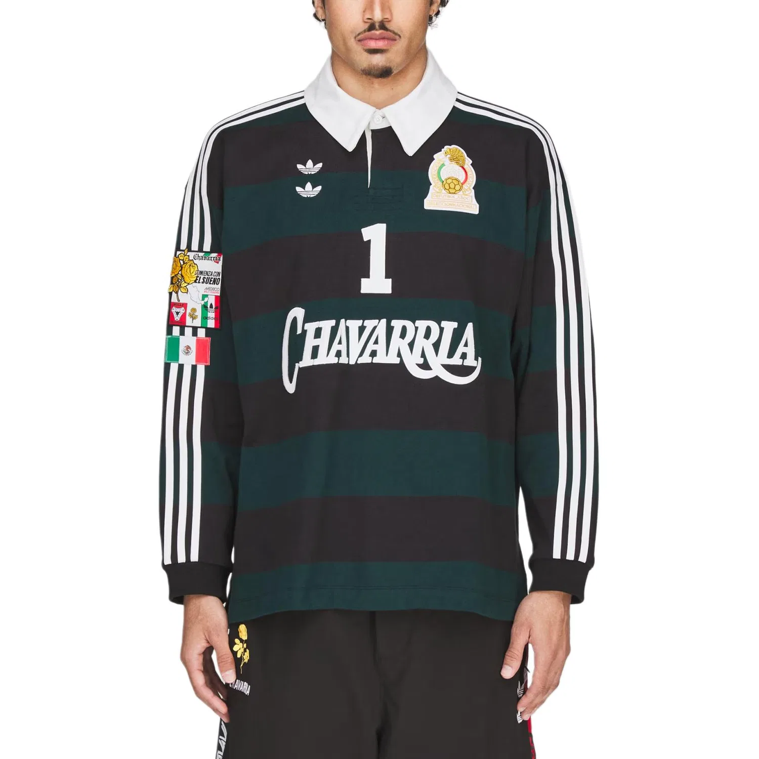 Поло Adidas Originals X Willy Chavarria LS Rugby, зеленый