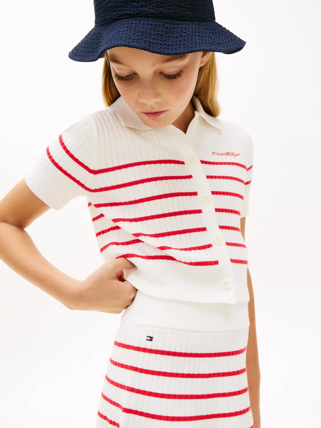 Детская юбка для девочек из рибаны с принтом Tommy Hilfiger, Rosa — фото 3