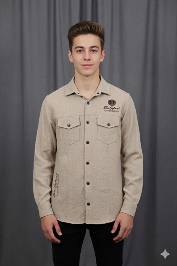 Детская рубашка для мальчиков с длинным рукавом Basics Nardanli, Beige