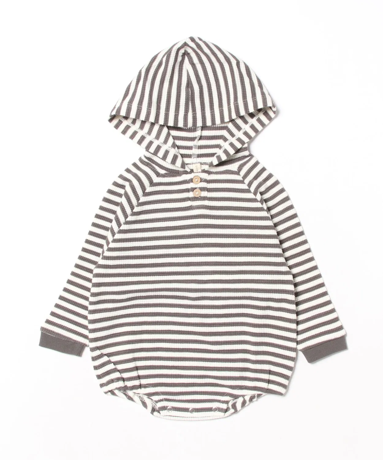 Детский комбинезон с капюшоном и длинным рукавом, модель Waffle Hooded Bubble Romper Rylee + Cru, Charcoal Stripe