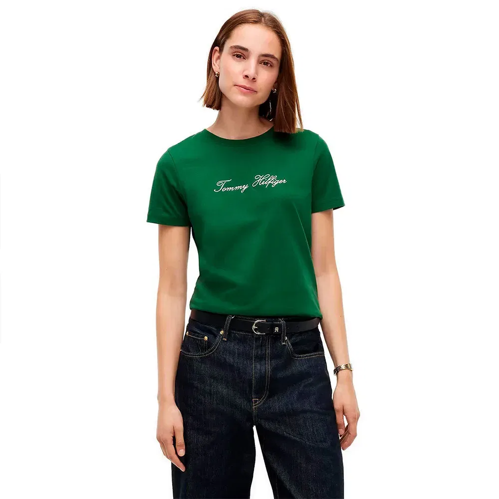 Женская футболка с коротким рукавом Script Regular Fit Tommy hilfiger, Green