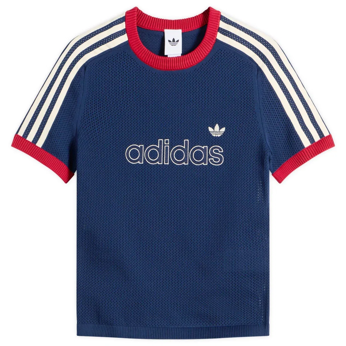 Футболка с сетчатой текстурой Cali Adidas, Night Indigo & Team Victory Red & Warm Vanilla
