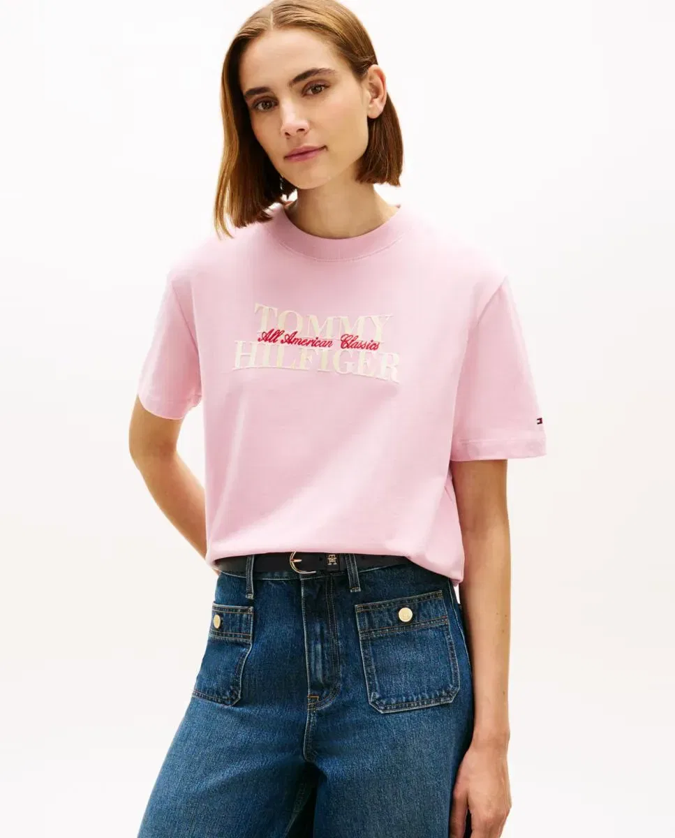 Женская футболка с логотипом Tommy Hilfiger, Rosa