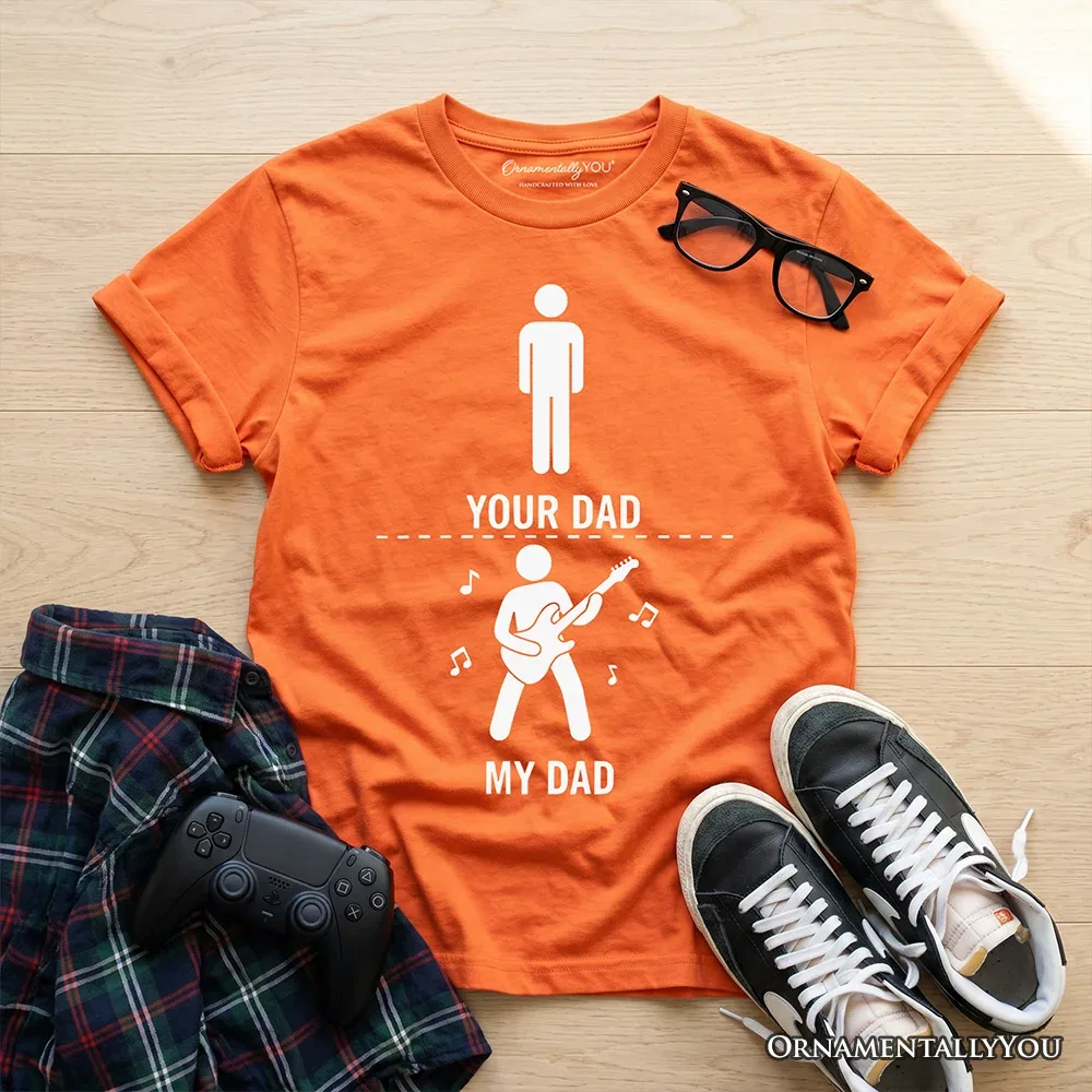 Детская футболка для мальчиков с принтом бас-гитары Your Dad Vs My Cool Dad OrnamentallyYou, Safety Orange