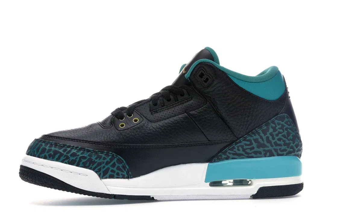 Детские кроссовки Lifestyle с принтом Jordan 3 Retro Jordan, Black/Metallic Gold-Rio Teal-White — фото 3