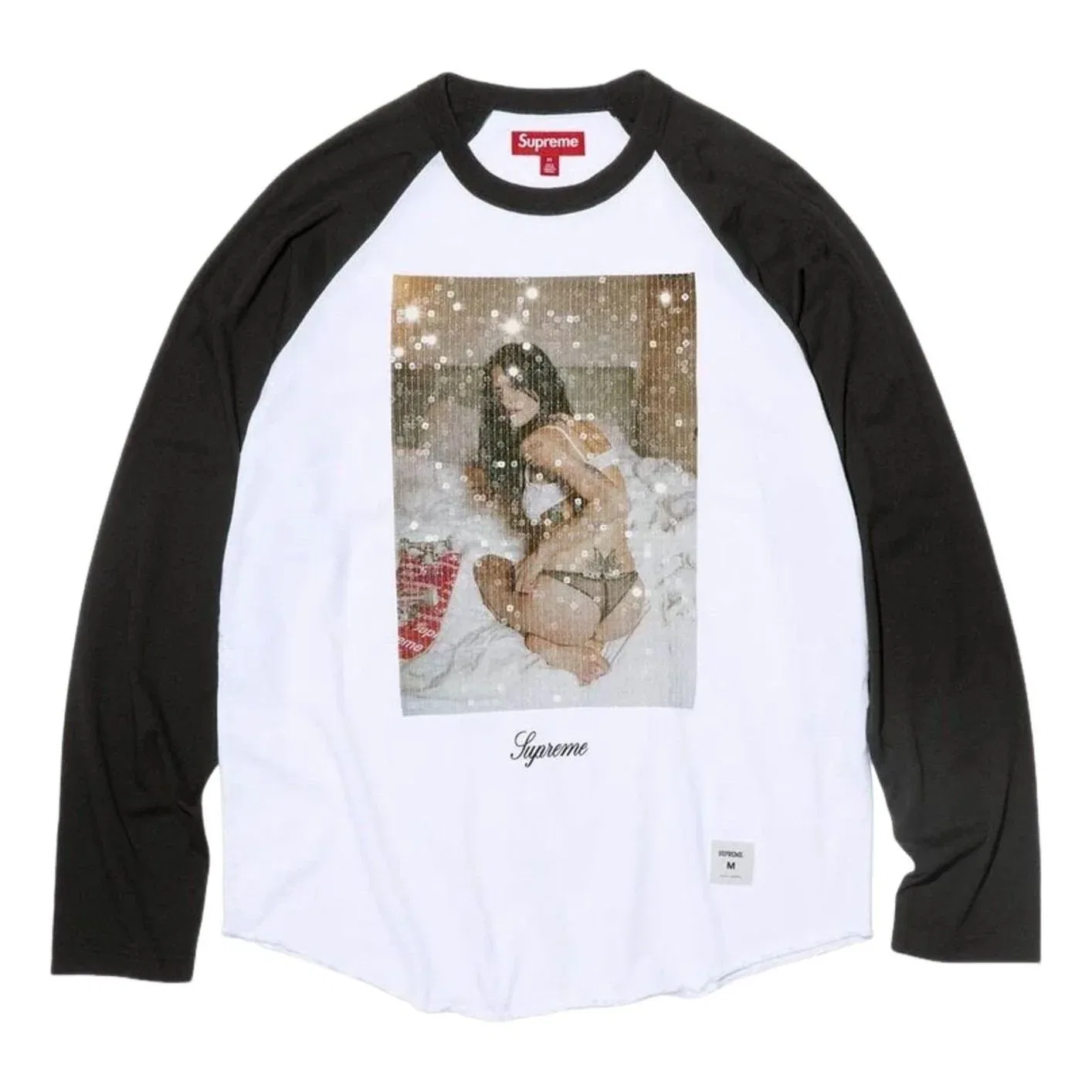 Мужская футболка Larry Clark FW26 Sequin Raglan L/S T-Shirt 'Black' Supreme, черный