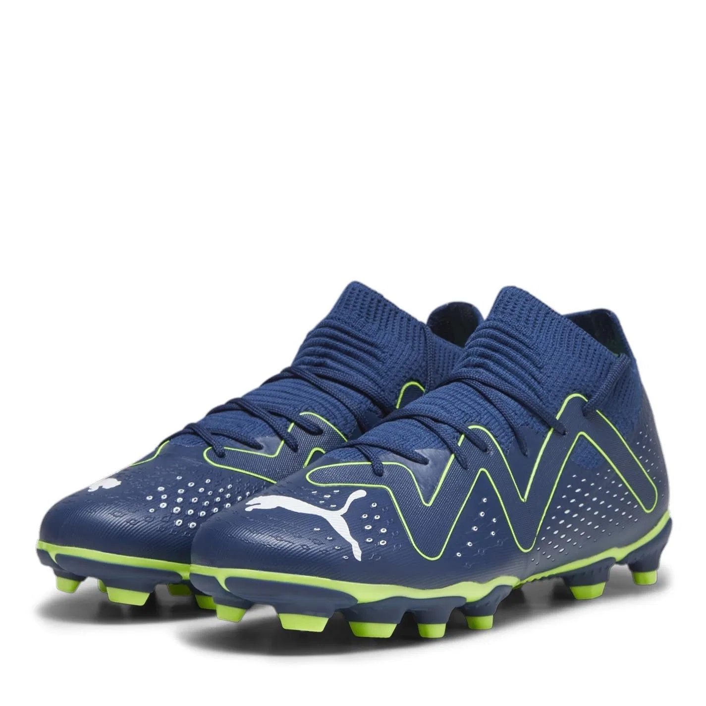 Детские футбольные бутсы с технологией FUZIONFIT, Futura Fg/Ag Jr Match PUMA, Persian Blue White Pro Green