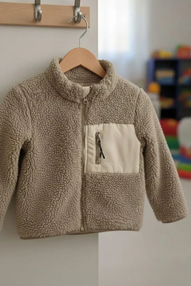 Детские свитшот для мальчиков на молнии плюшевый Dofi, Beige — фото 4