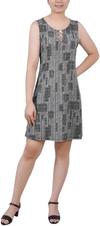 Платье без рукавов с кольцами NY Collection, Black White Geosquare