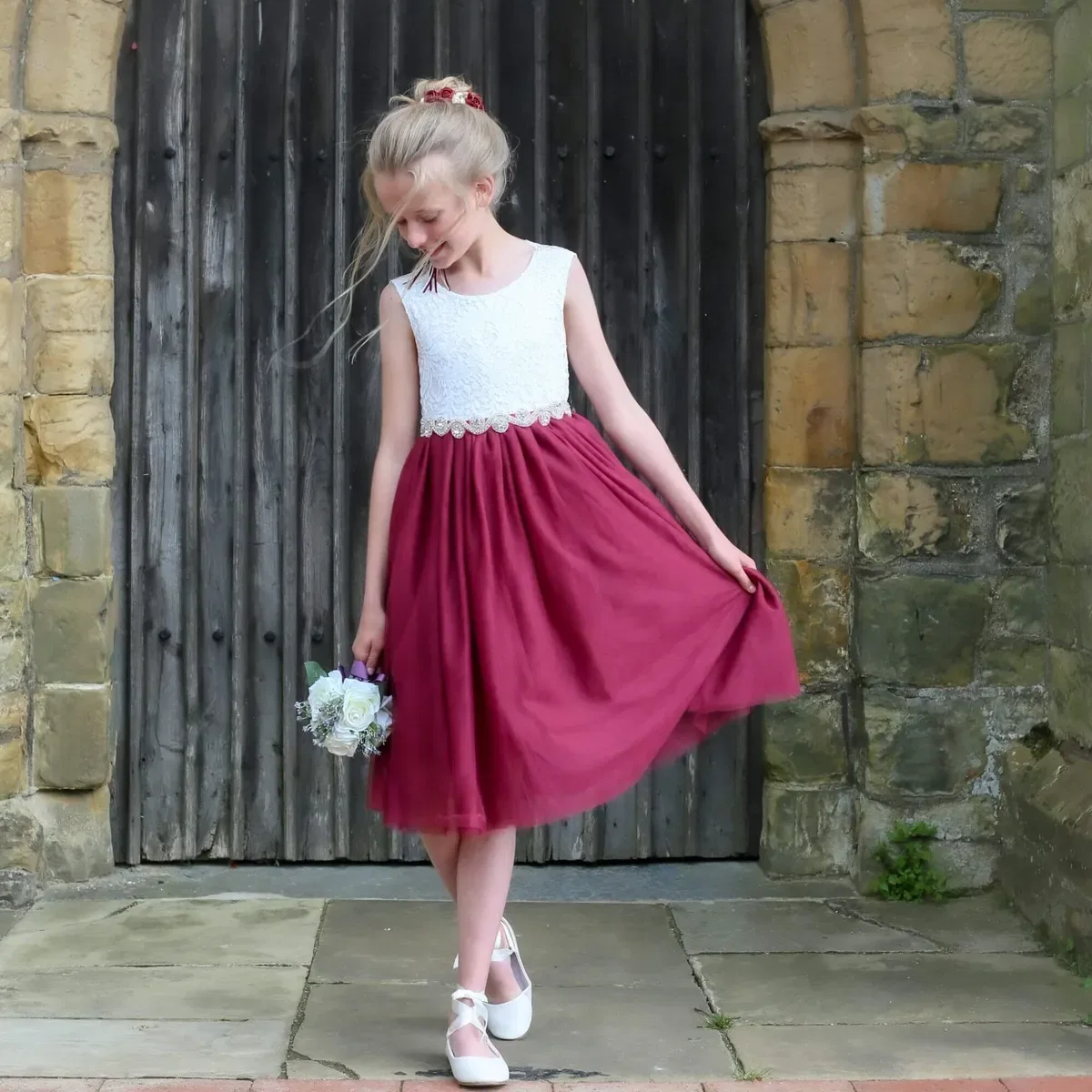 Бохо-платье классическое с длиной миди Bohemian Classic Dress Uk Flower Girl Boutique, Wine