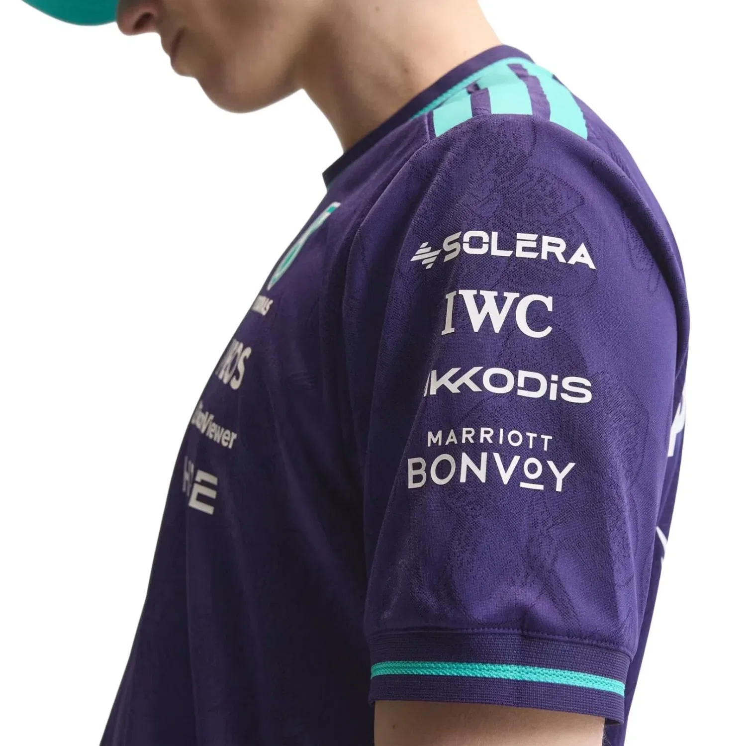 Мужская игровая майка Mercedes AMG Petronas F1 Vanda Bloom Authentic Driver Jersey Asia Sizing 'Dark Purple' adidas, Dark Purple — фото 4