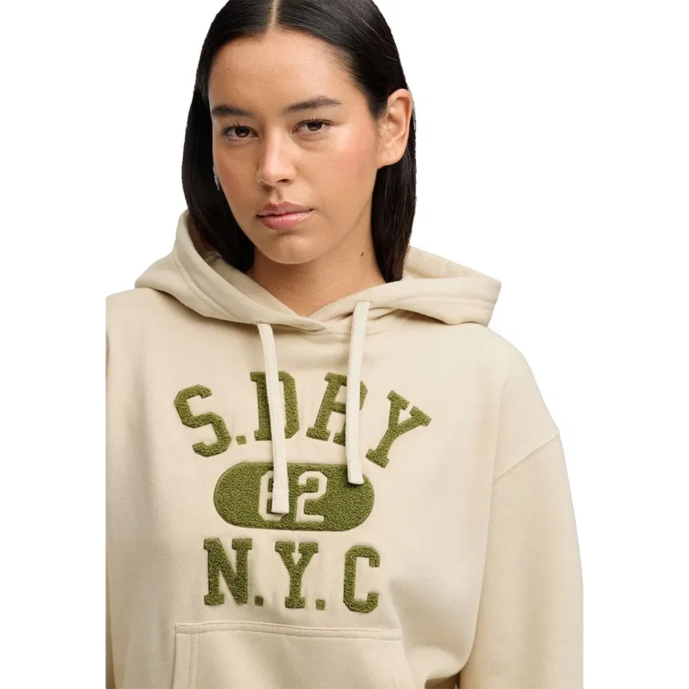 Женский худи с графическим принтом Vintage Prep Chenille Superdry, Beige — фото 4