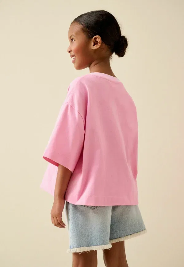 Футболка с принтом, оверсайз, Regular fit - kpop demon hunters oversized boxy t-shirt - long sleeved top, Next, pink, розовый — фото 2