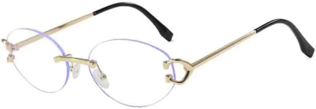 

Модные овальные солнцезащитные очки без оправы с металлическими дужками для женщин, роскошные мужские очки с металлическими дужками для активного отдыха, поездок и путешествий, защита от УФ-излучения UV400 TKKTLLT, Gold Clear