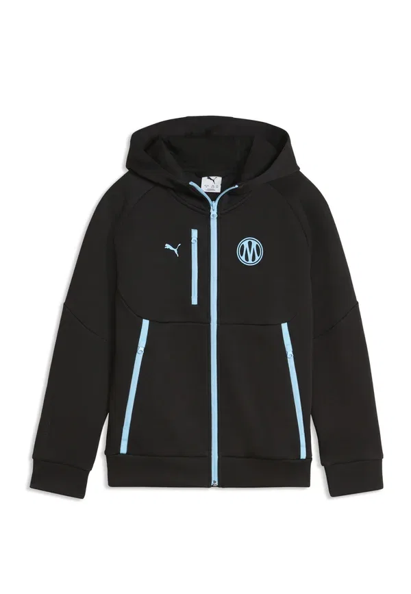 Толстовка с принтом Olympique de marseille tech kapuzenjacke unisex - club wear Puma, Vibrant Blue, черный/синий — фото 4