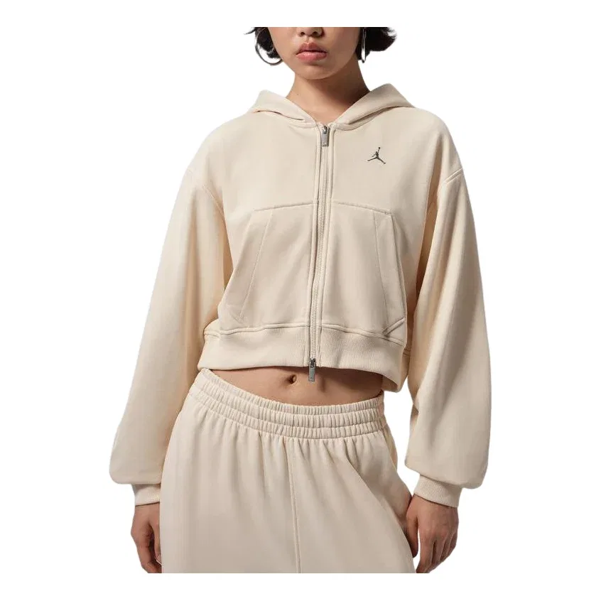 Женское худи Air Jordan Brooklyn Short Full-Zip Hoodie 'Pearl White' Jordan, Pearl White