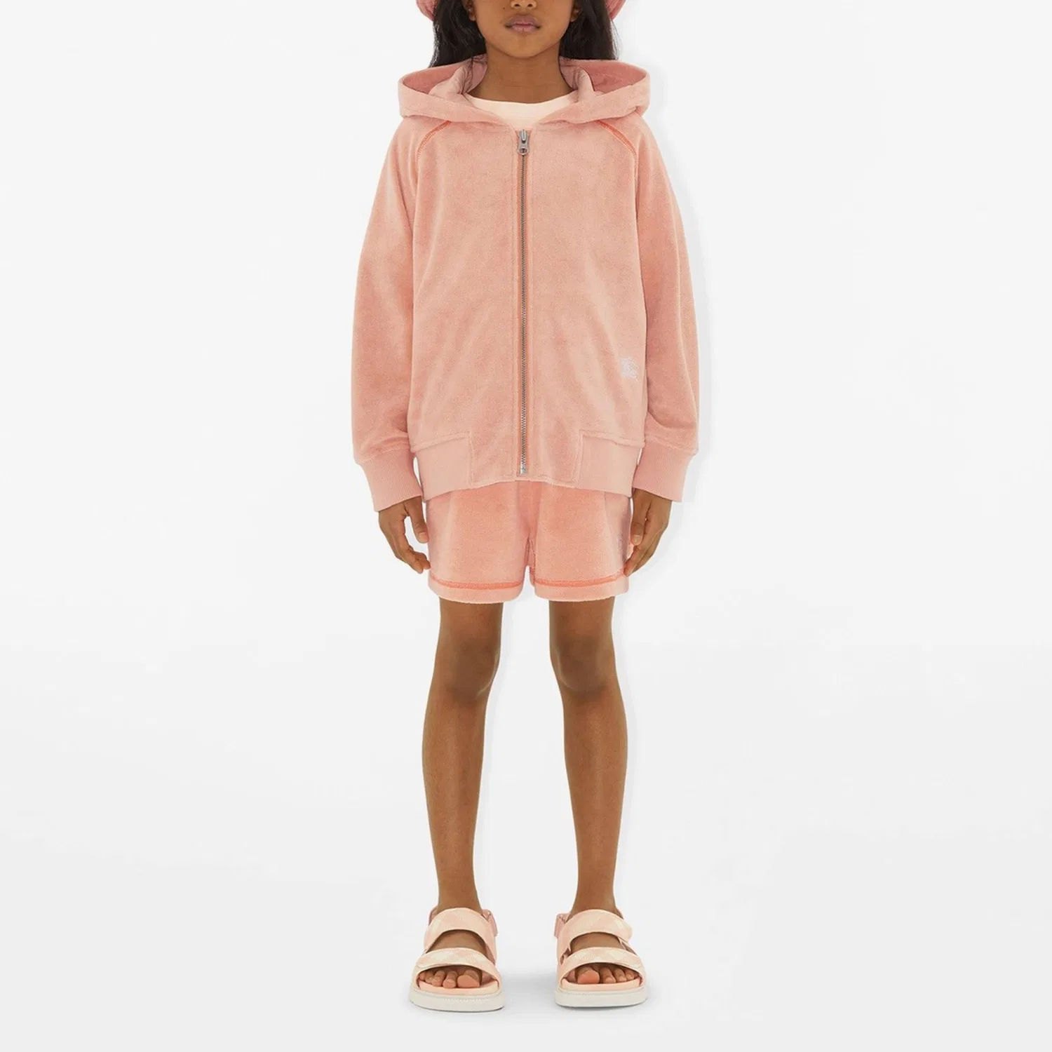 Худи из махровой ткани с вышивкой Kids Logo Embroidered Terry-Cloth Hoodie Burberry, Dusky Coral — фото 2