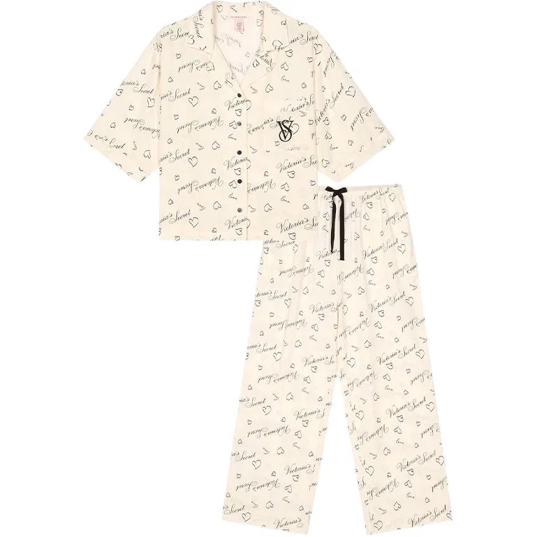 Женский пижамный комплект с принтом Victoria's Secret, Vanilla White Print