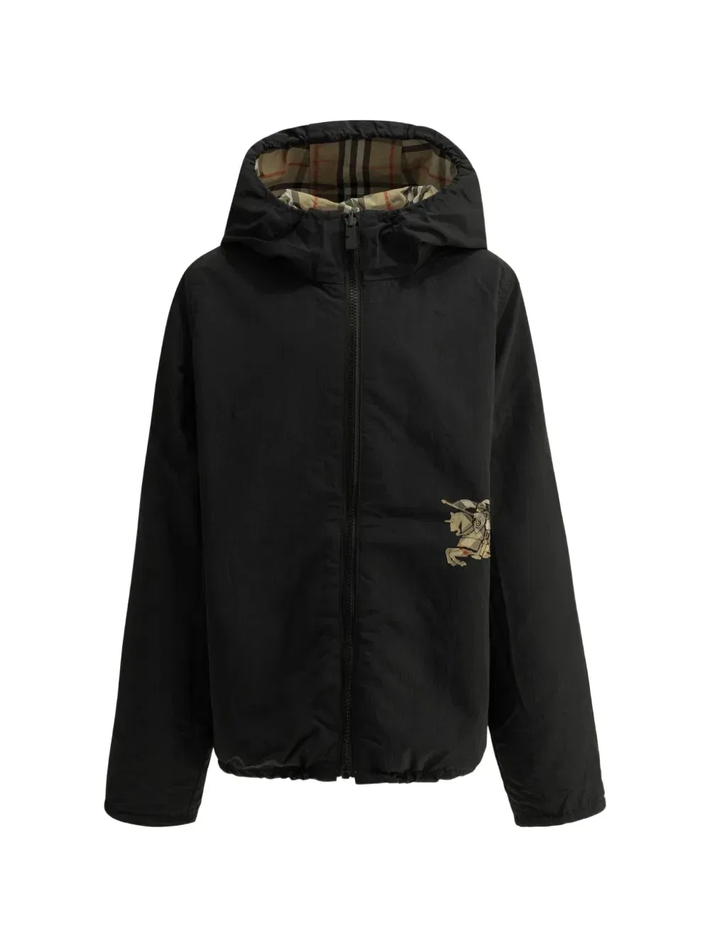Клетчатая двусторонняя куртка с капюшоном Burberry Kids, бежевый — фото 4