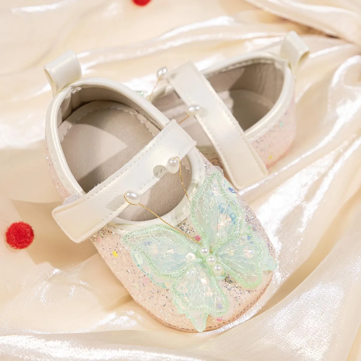 Детские туфли Мэри Джейн для девочек с бантом HsdsBebe, Green — фото 4