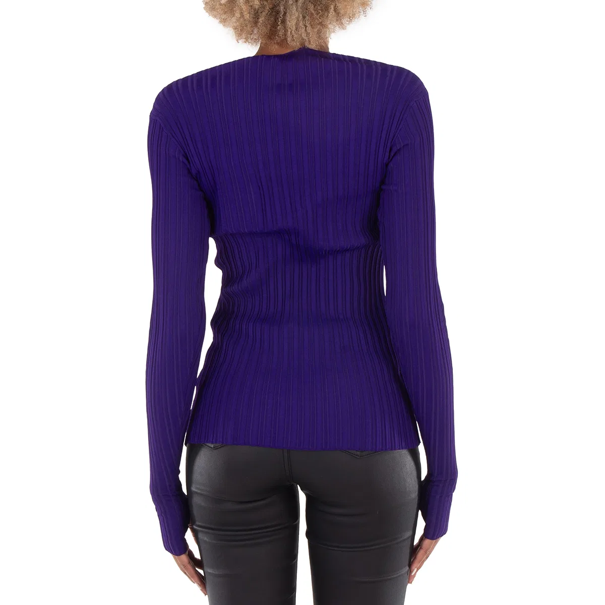 Свитер из вискозного микса с фигурным вырезом Viscose Blend Sweater Burberry, Royal — фото 3