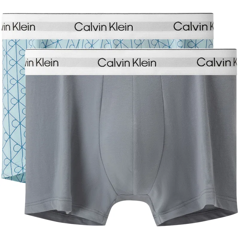Мужские боксеры из хлопка с эластаном, комплект из 2 шт, Calvin Klein, Light Lake Blue/Coconut Gray