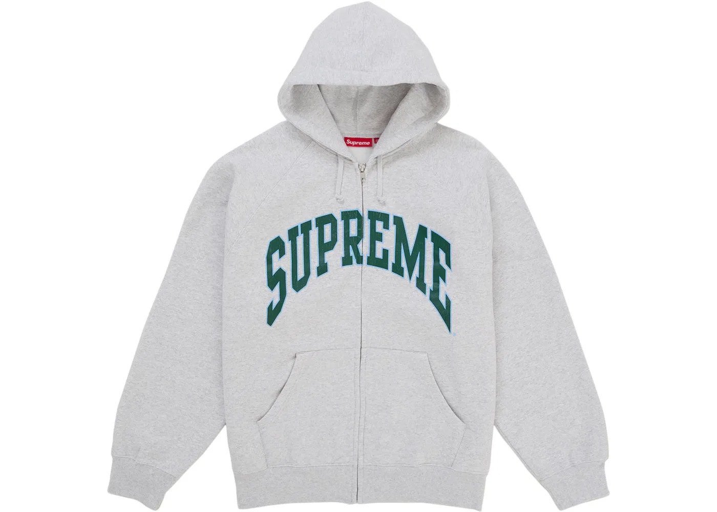 Мужская худи с принтом Cracked Raglan Zip Up Hooded Sweatshirt Supreme, Ash Grey