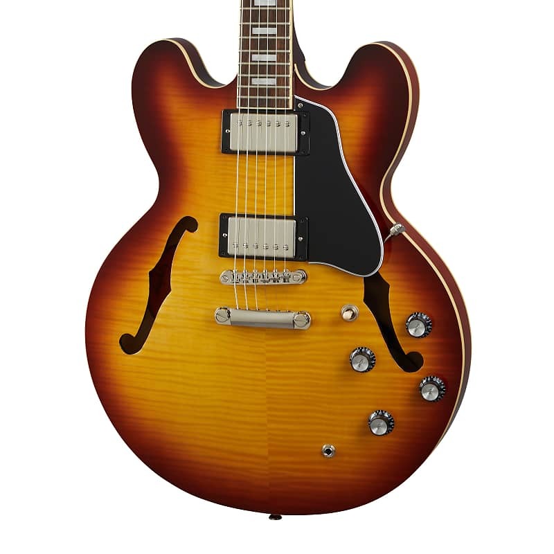 

Фигурная полуакустическая электрогитара Epiphone ES-335, Raspberry Tea Burst Inspired by Gibson Figured ES-335