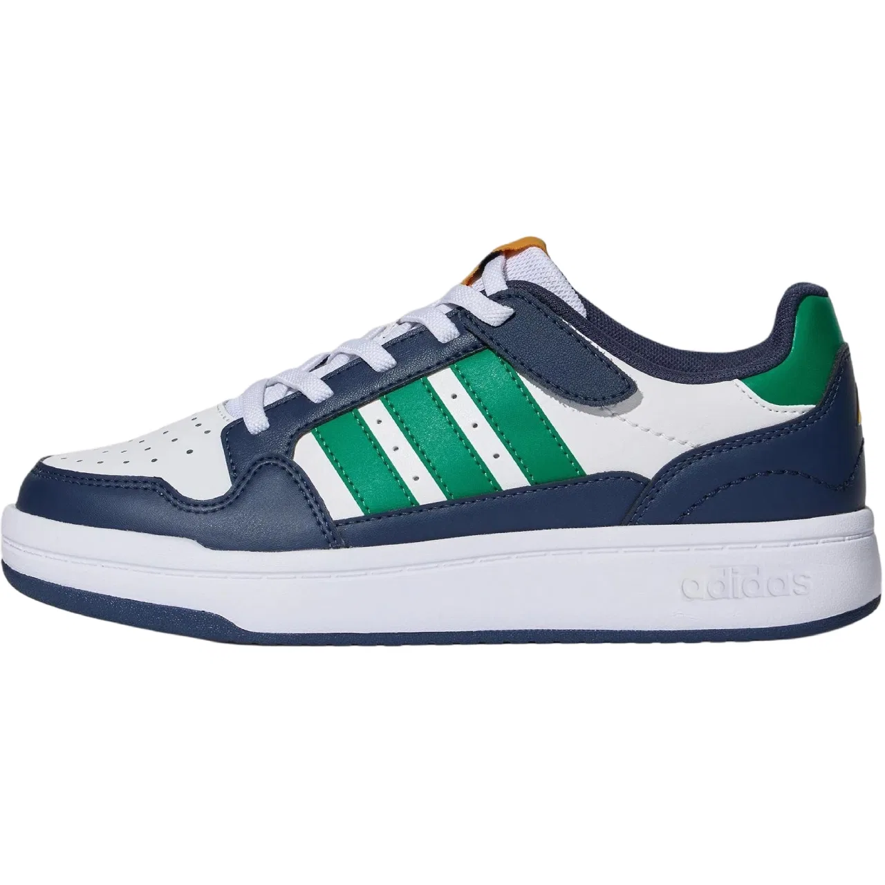 Детские скейтбордические кроссовки с закрытым носком Adidas, White/Lawn Green/Dark Navy Blue
