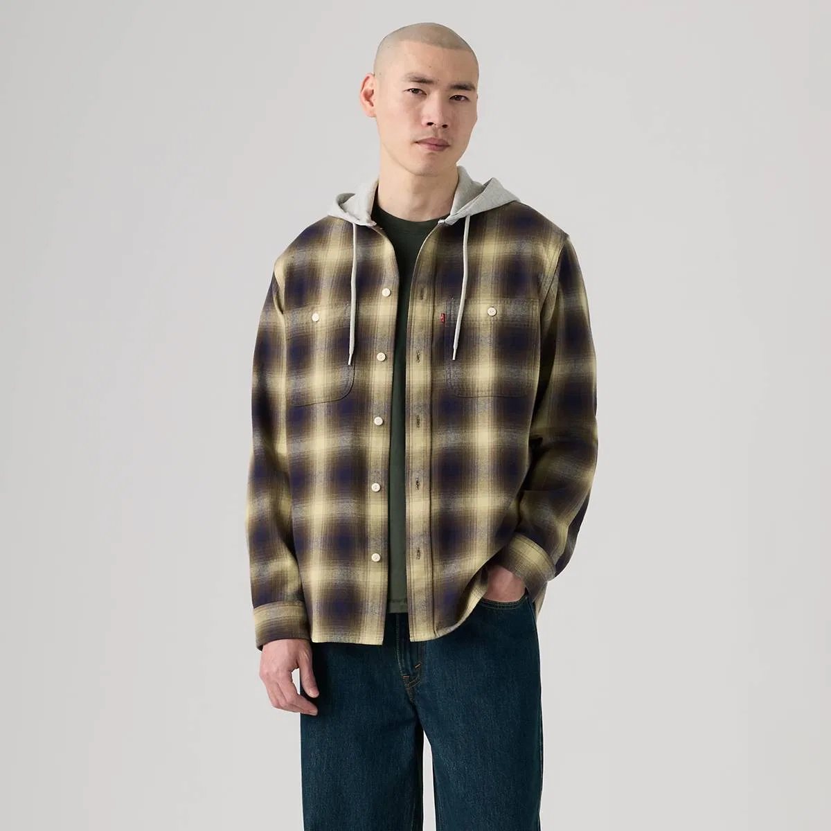 Классическая рабочая толстовка с капюшоном в стиле casual Levi's, James Plaid Fields Of Rye - Multi-Color — фото 3
